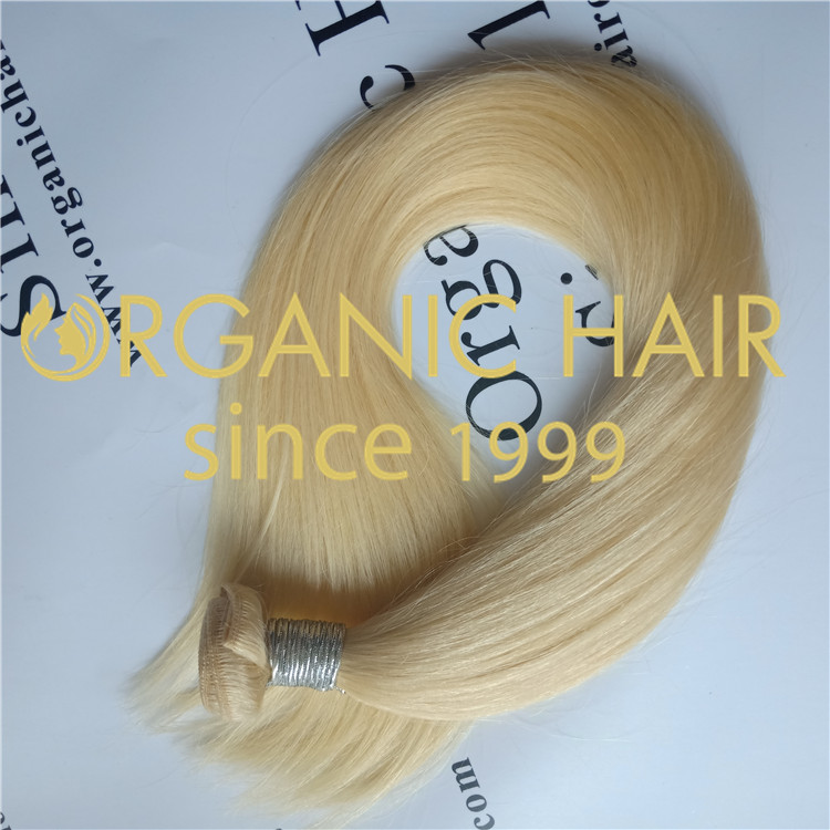 Double drawn remy human hair weft,#613  A62